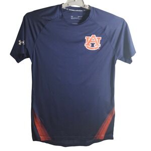 Under Armour Auburn Tigers NCAA Logo Heatgear T Shirt Men's SM Navy Orange